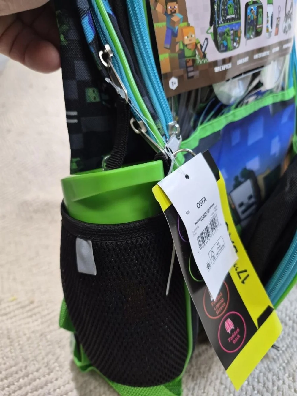 Minecraft Kids Green and Blue Backpack - Official Minecraft Design